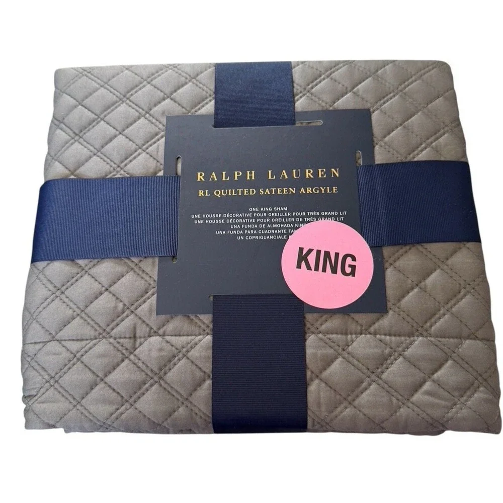 Ralph Lauren $370 Quilted Argyle Luxury King Shams 20X36